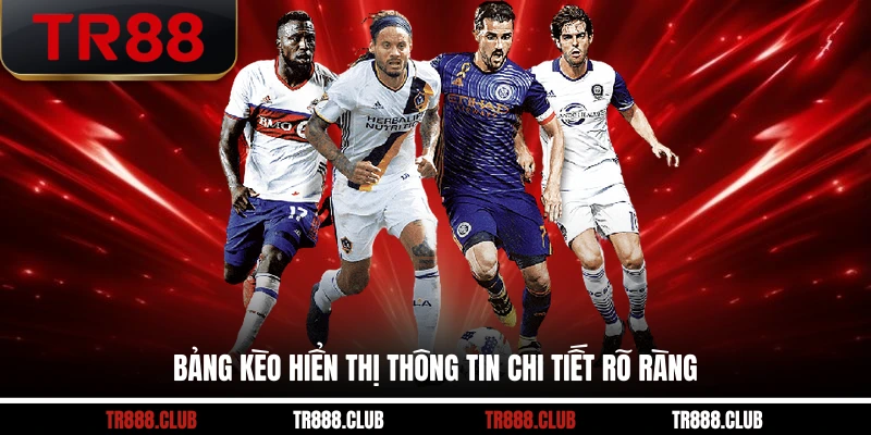 Bảng kèo hiển thị thông tin chi tiết rõ ràng